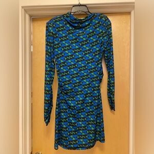 Zara bright green blue black bodycon dress